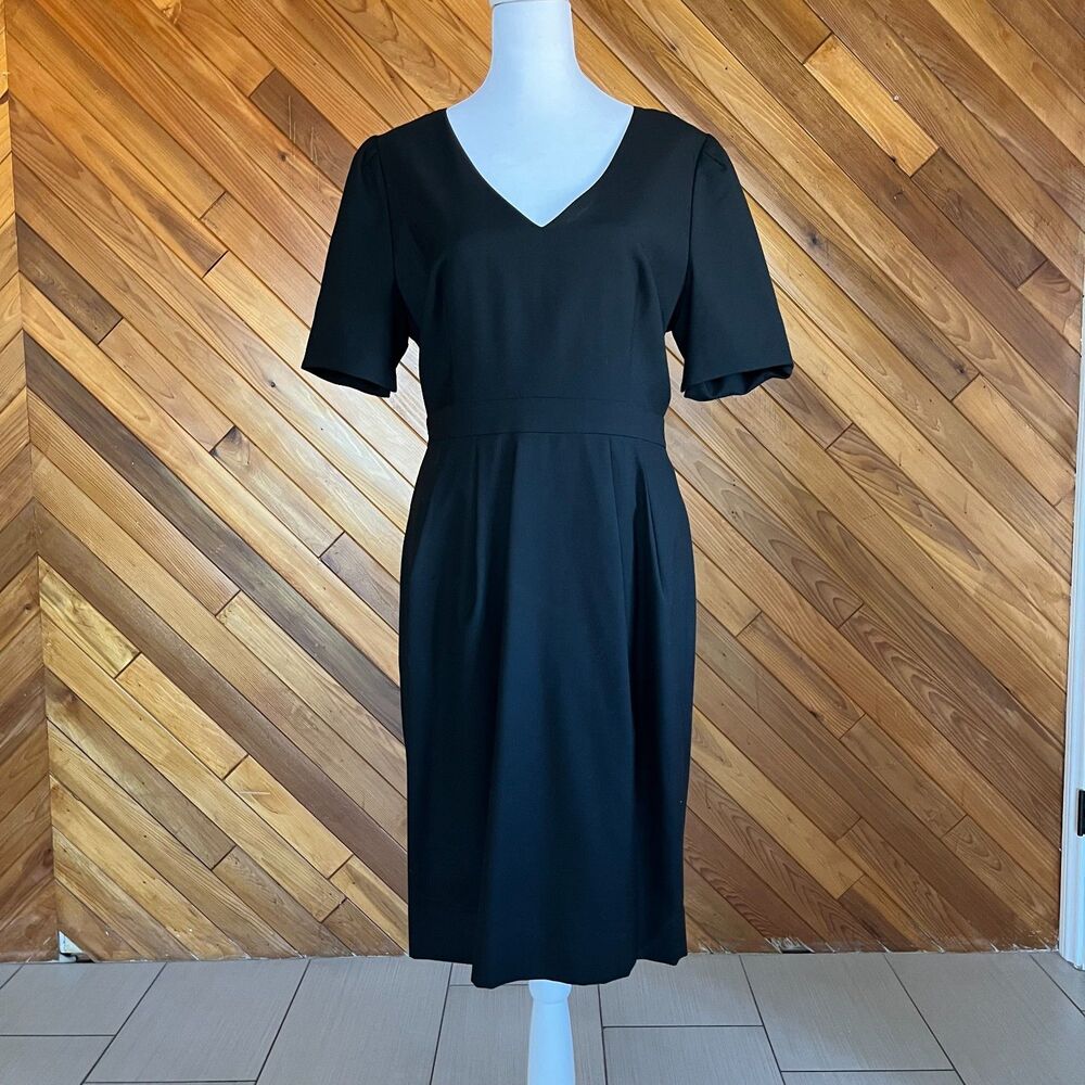 J.Crew Super 120s Black Fine Wool Memo Shift Dress